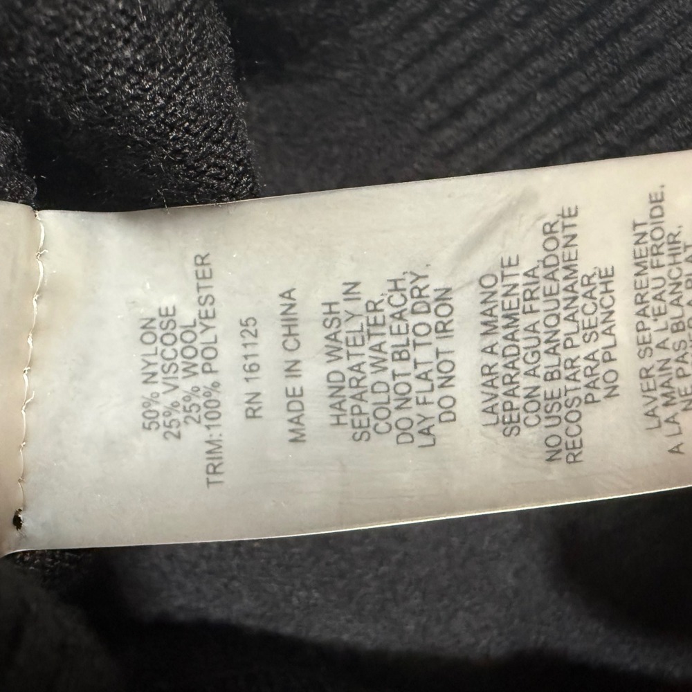 Vila Milana L Black Wool Blend Sweater Pleated Ruff Collar Cuffs‎ NWOT Wednesday - Picture 11 of 11